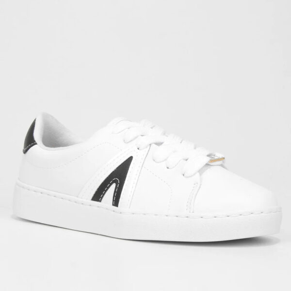 Tênis Vizzano Casual Cano Baixo Feminino – Branco + Preto - Imagem 2