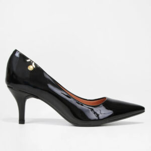 Scarpin Vizzano Bico Fino Salto Médio Verniz – Preto