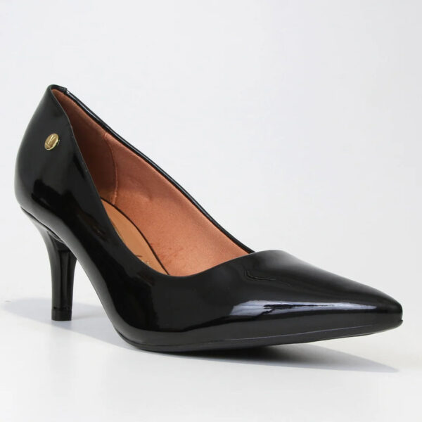 Scarpin Vizzano Bico Fino Salto Médio Verniz – Preto - Imagem 2