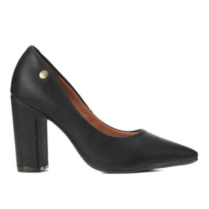 Scarpin Vizzano Bico Fino Salto Bloco Alto – Preto
