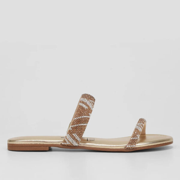 Rasteira Vizzano Metalizada Strass – Dourado