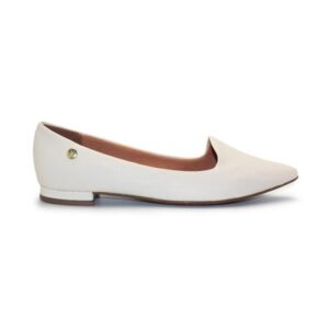 Sapatilha Vizzano Salto Baixo Bico Fino Pelica – Off White