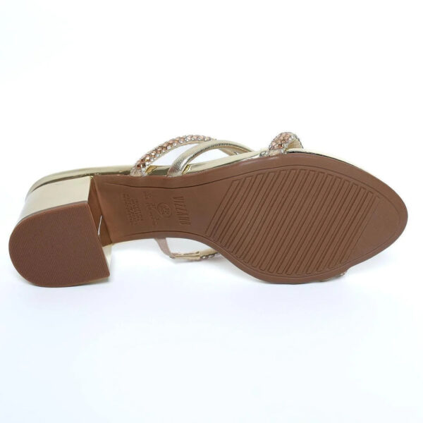 Tamanco Vizzano Salto Bloco Baixo Tiras Strass Feminino – Dourado - Imagem 5
