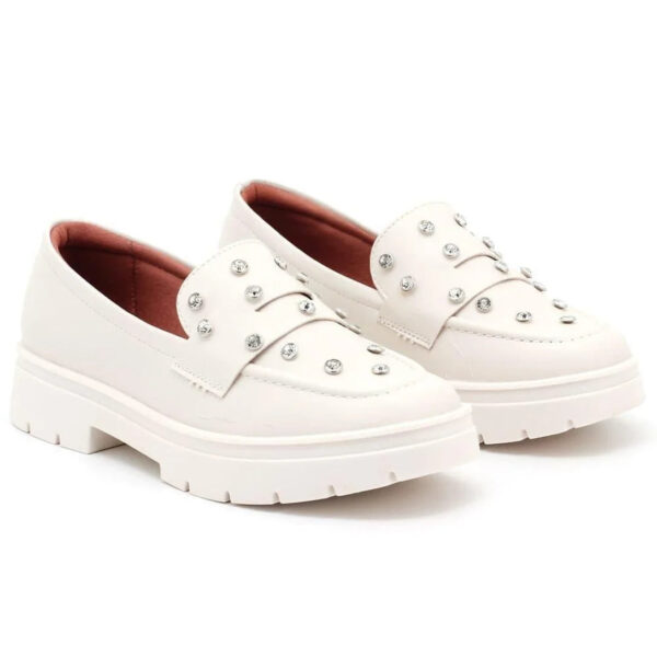 Mocassim Vizzano Pelica Tratorado Brilho Feminina 1422105 – Off White - Imagem 2