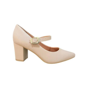scarpin vizzano feminino pelica fivela dourada – Bege