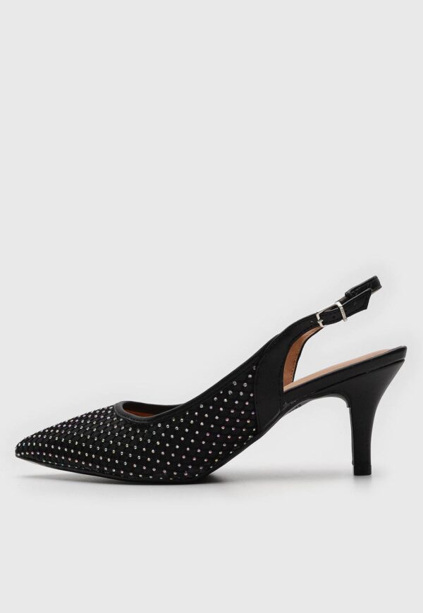 Scarpin Slingback Vizzano Aplicação Hotfix Preto - Imagem 3